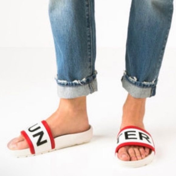 Hunter Terry Cloth Slides Sandals Slip On Logo Beach Rain Boots Brand - Picture 7 of 11